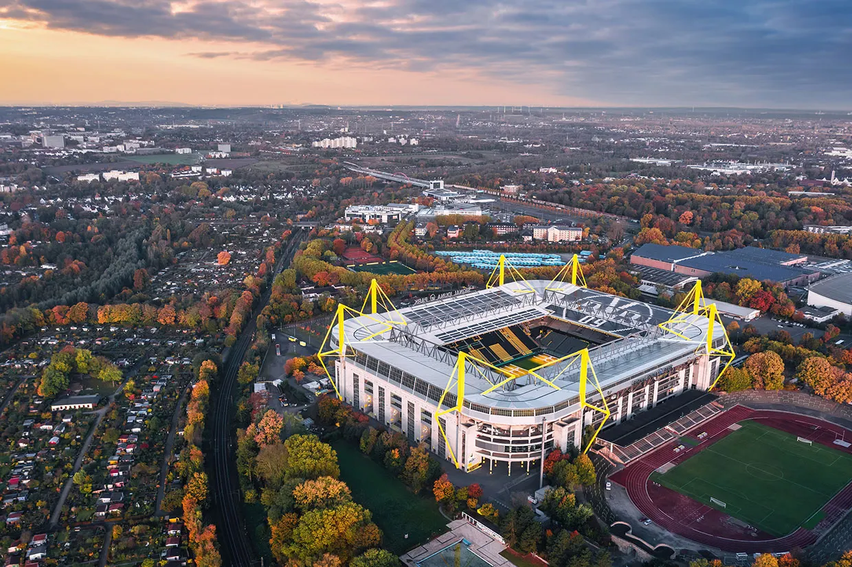 Dortmund von oben mit BVB Stadion